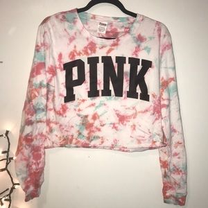 PINK Tye-Dye sweatshirt crop